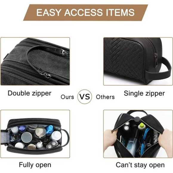 Bagsmart Toiletry Bag Men Canvas Travel Dopp Kit Waterproof Shaving Organizer - Picture 4 of 7